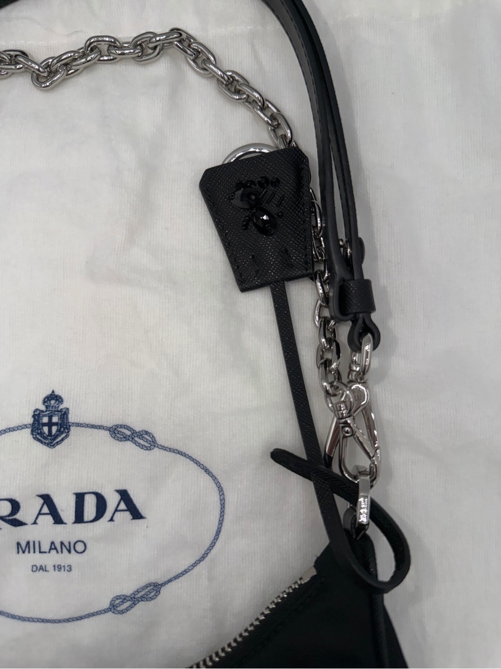 Prada Re-Edition Embellished Nylon Black Shoulder Bag - Picture 9 of 16